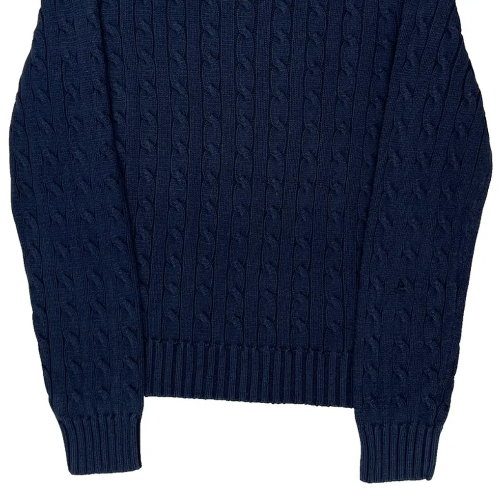 Tommy Hilfiger Cable Knit Sweater - Medium Navy Cotton - Image 4