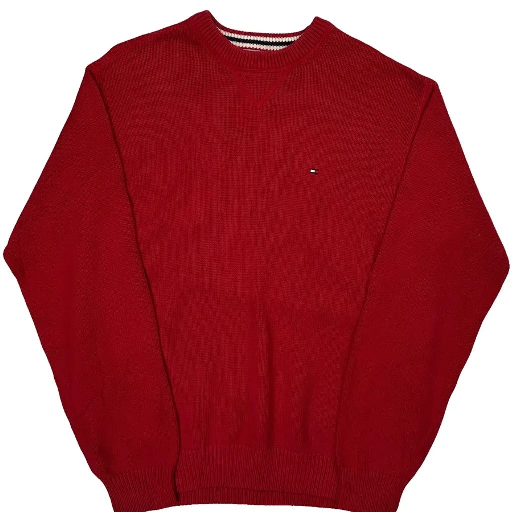 Tommy Hilfiger Chunky Knit Sweater - Medium Red Cotton - Image 4