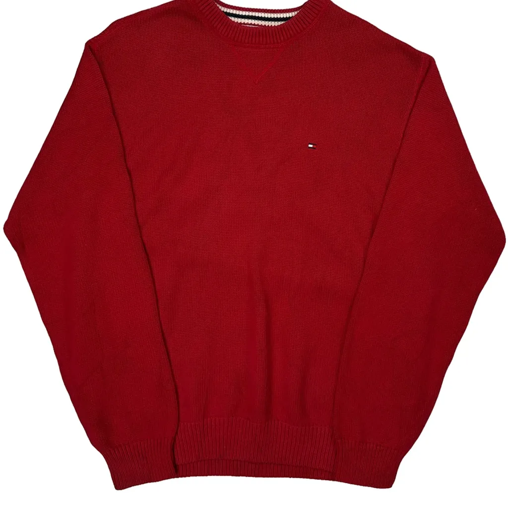 Tommy Hilfiger Chunky Knit Sweater - Medium Red Cotton - Image 5