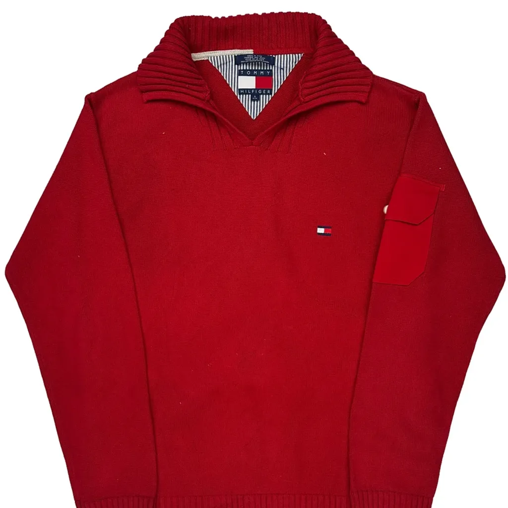 Tommy Hilfiger Chunky Knit Sweater - Small Red Cotton - Image 4