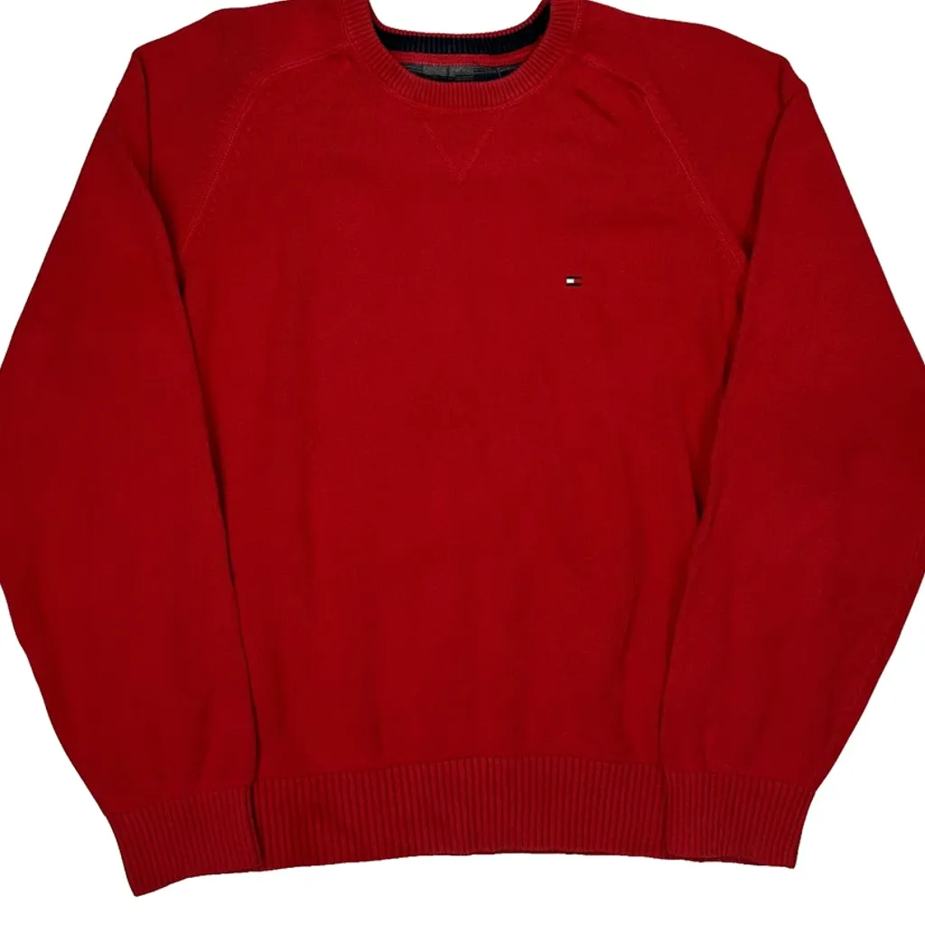 Tommy Hilfiger Raglan Sweater - XL Red Cotton - Image 4