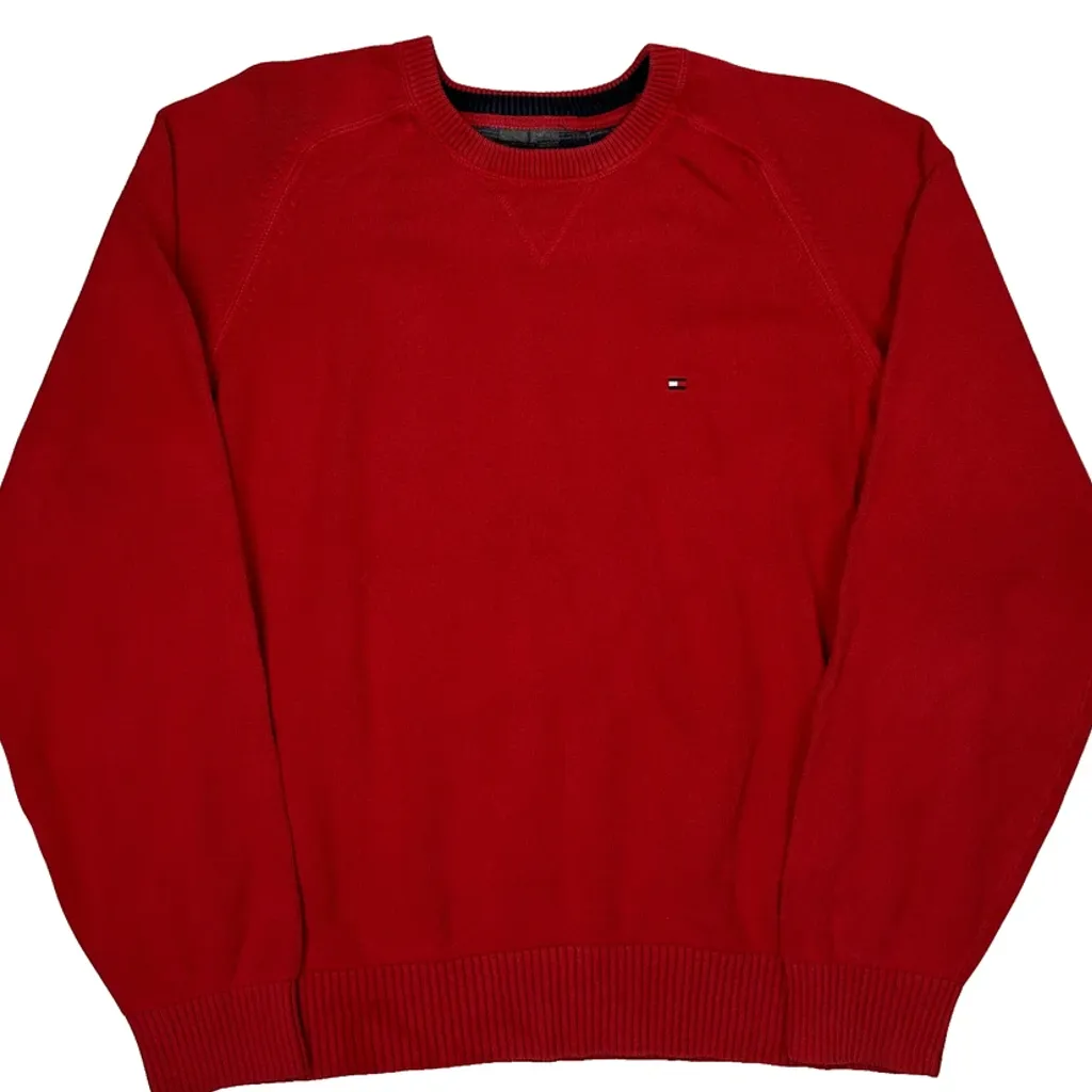 Tommy Hilfiger Raglan Sweater - XL Red Cotton - Image 5