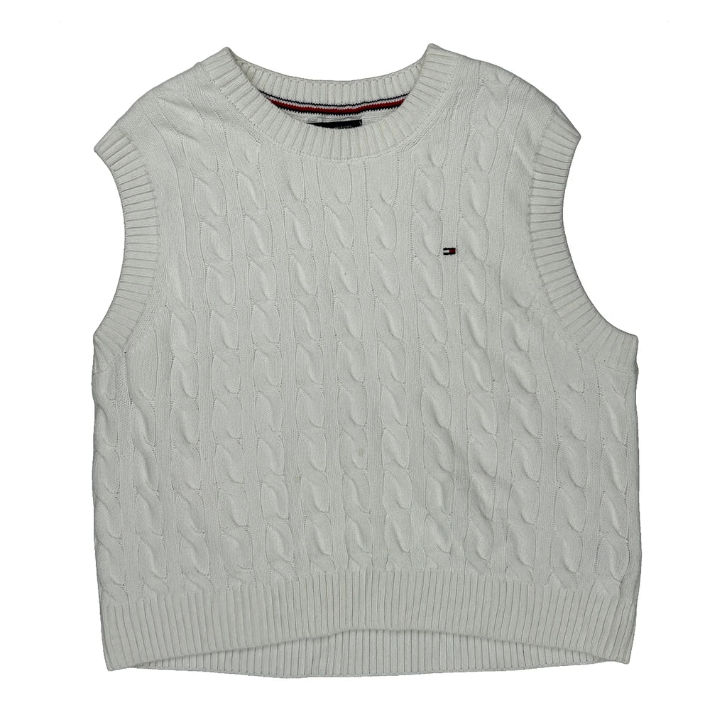 Tommy Hilfiger Sweater Vest - Large White Cotton