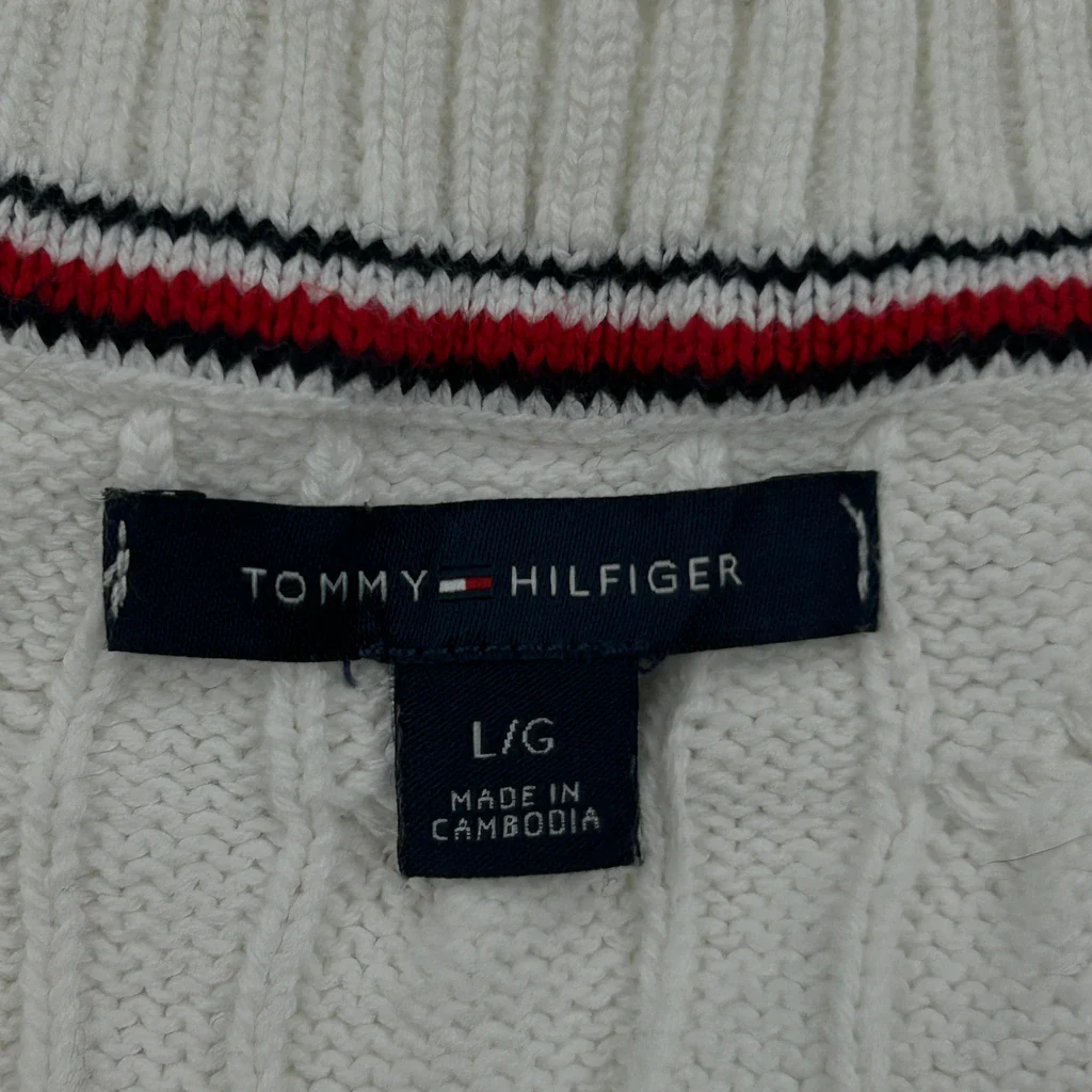 Tommy Hilfiger Sweater Vest - Large White Cotton - Image 3