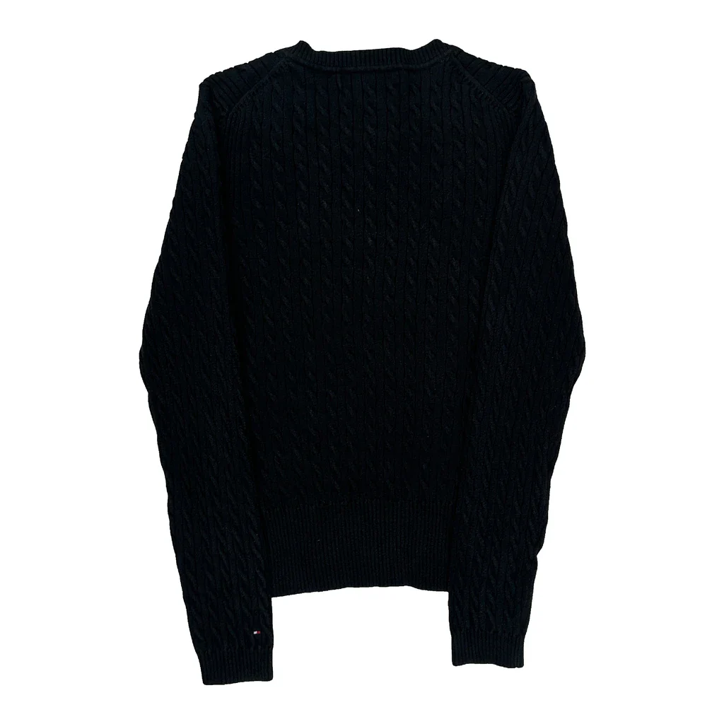 Tommy Hilfiger Cable Knit Sweater - Large Black Cotton - Image 2