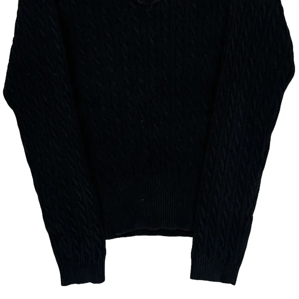 Tommy Hilfiger Cable Knit Sweater - Large Black Cotton - Image 5