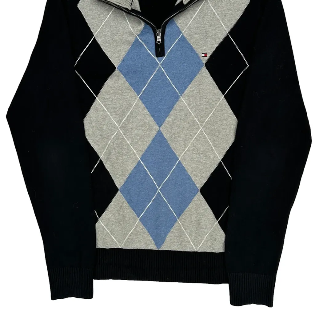 Tommy Hilfiger Argyle Sweater - Medium Black Cotton - Image 4