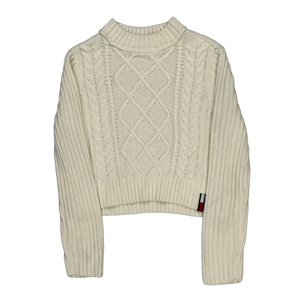 Tommy Hilfiger Chunky Cable Knit Sweater - Medium Cream Cotton