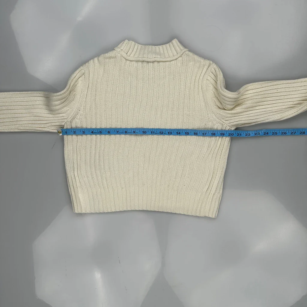 Tommy Hilfiger Chunky Cable Knit Sweater - Medium Cream Cotton - Image 3