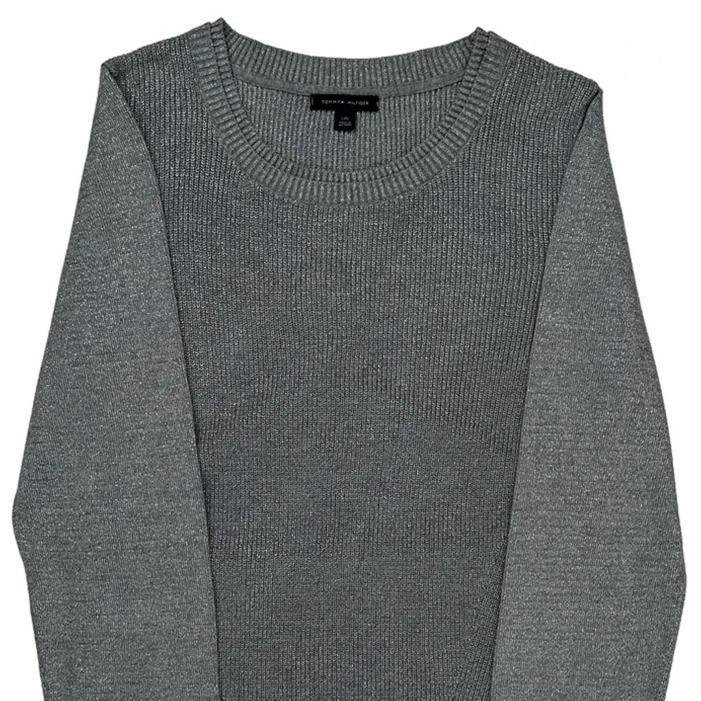 Tommy Hilfiger Sweater - Large Gray Cotton Blend - Image 4