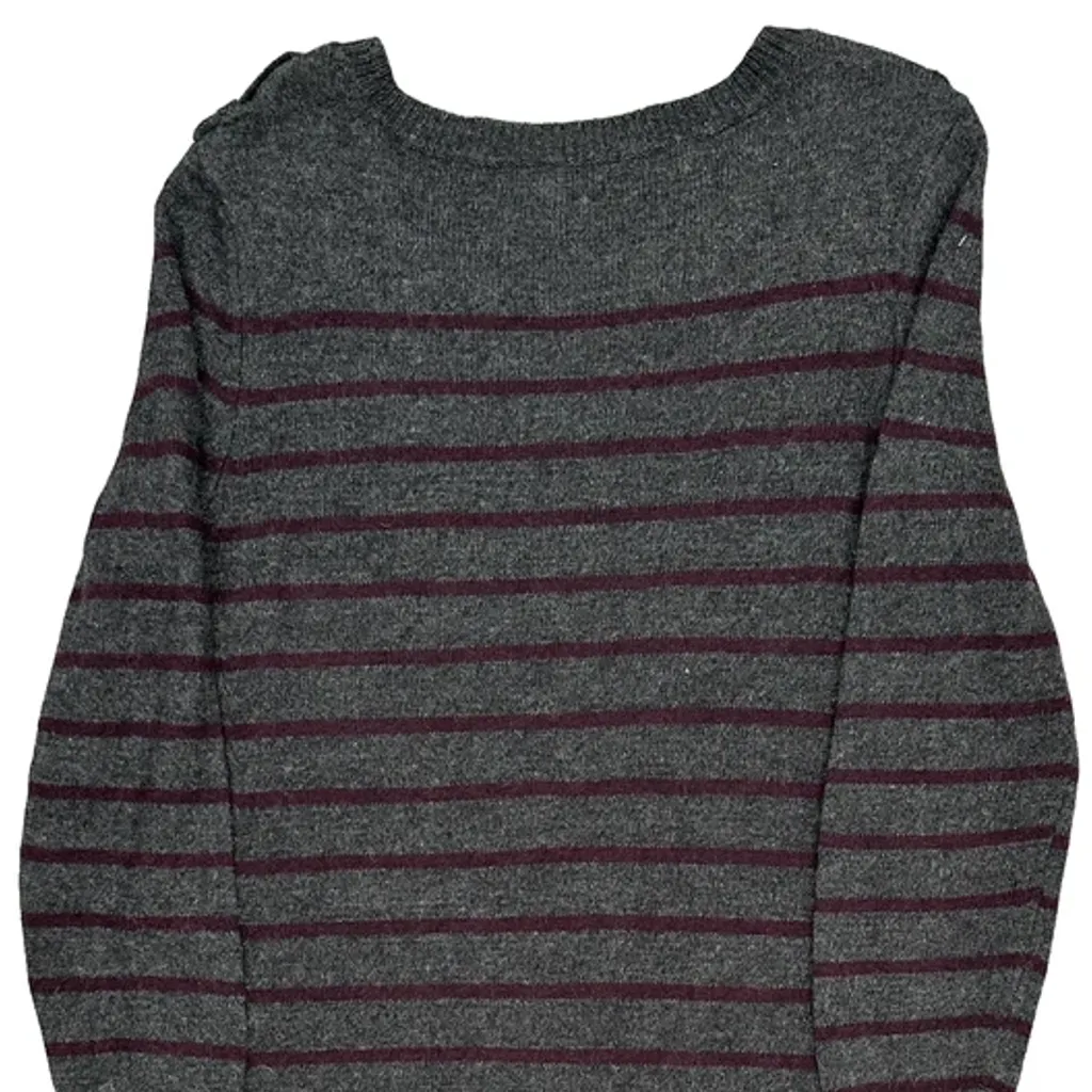 Tommy Hilfiger Striped Sweater - Large Gray Wool Blend - Image 7