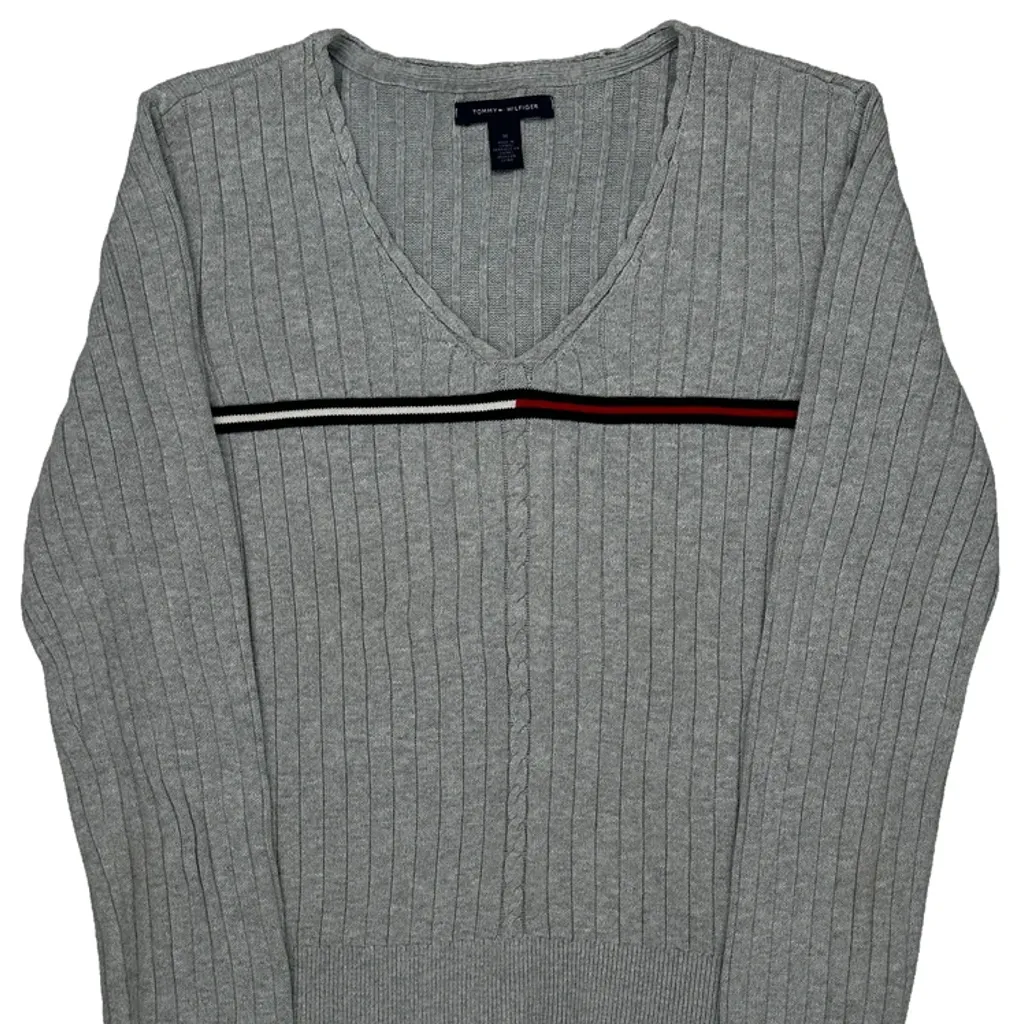 Tommy Hilfiger Striped Sweater - Medium Gray Cotton - Image 5