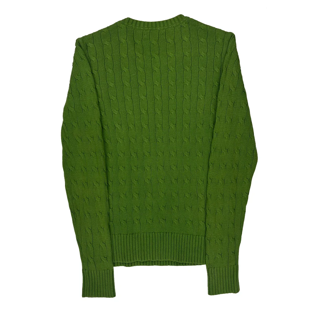 Tommy Hilfiger Cable Knit Sweater - Medium Green Cotton - Image 2