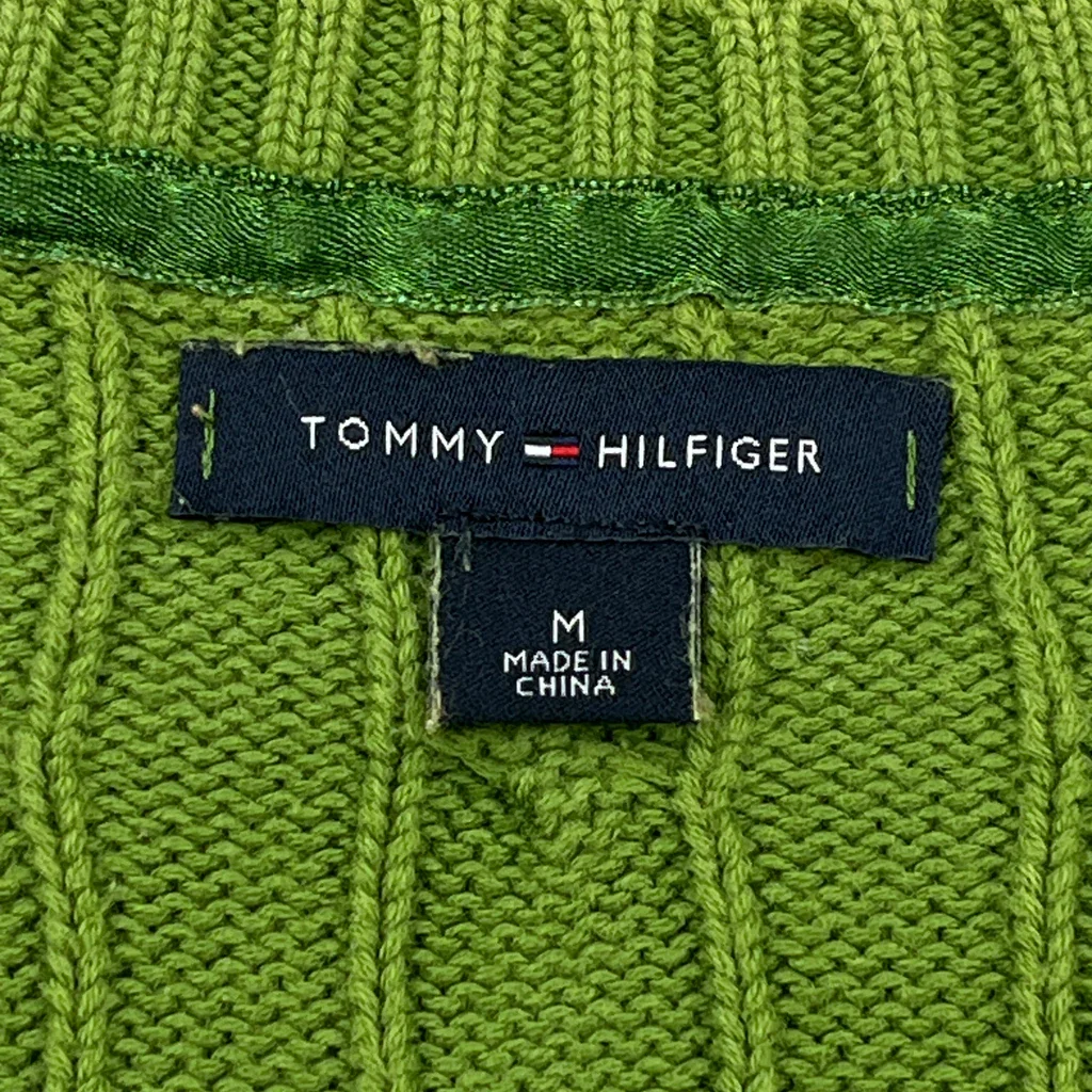 Tommy Hilfiger Cable Knit Sweater - Medium Green Cotton - Image 3