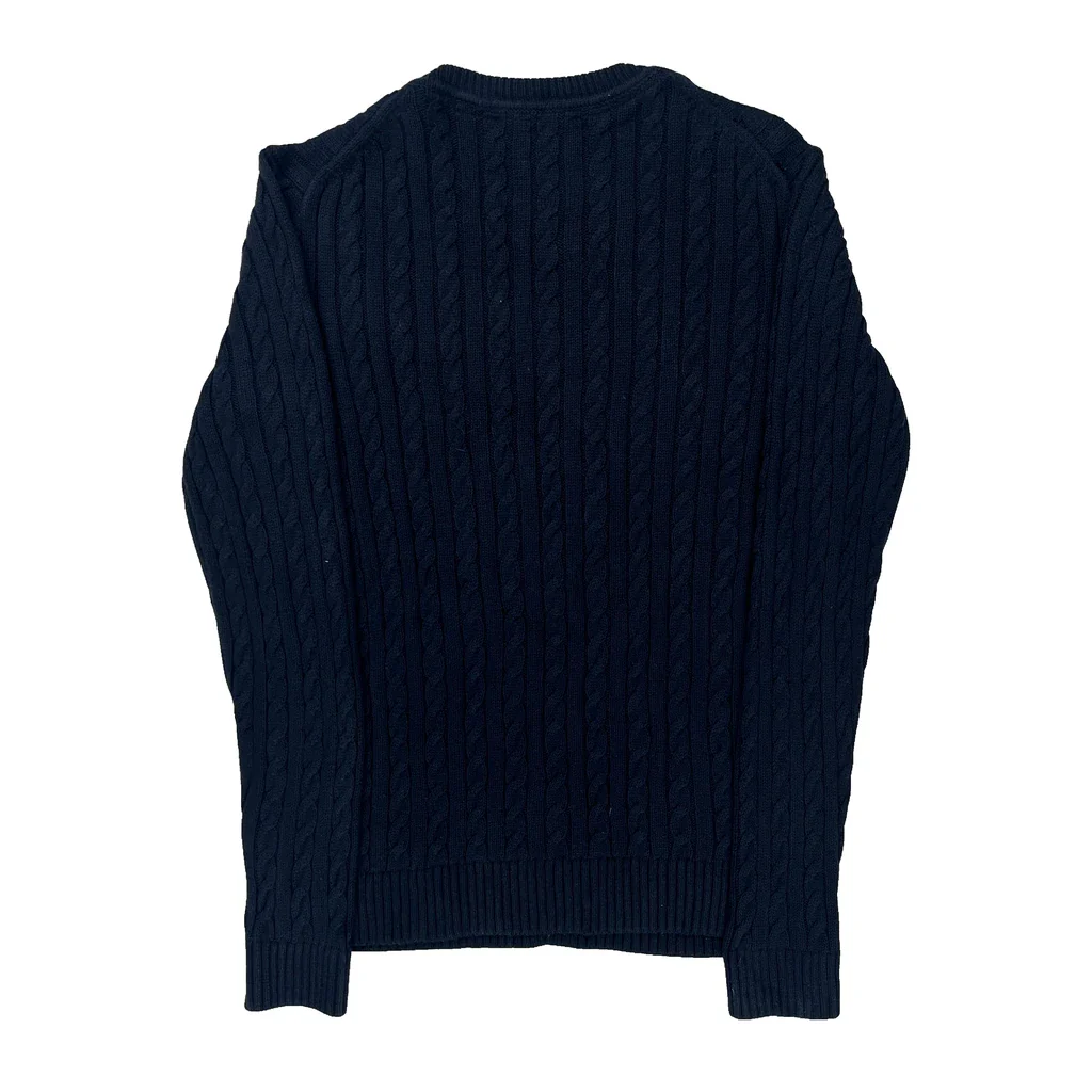 Tommy Hilfiger Cable Knit Sweater - Large Navy Cotton - Image 2