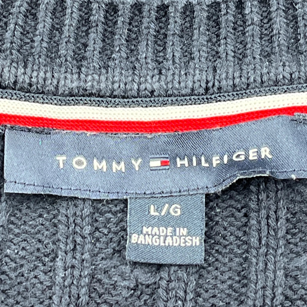 Tommy Hilfiger Cable Knit Sweater - Large Navy Cotton - Image 3