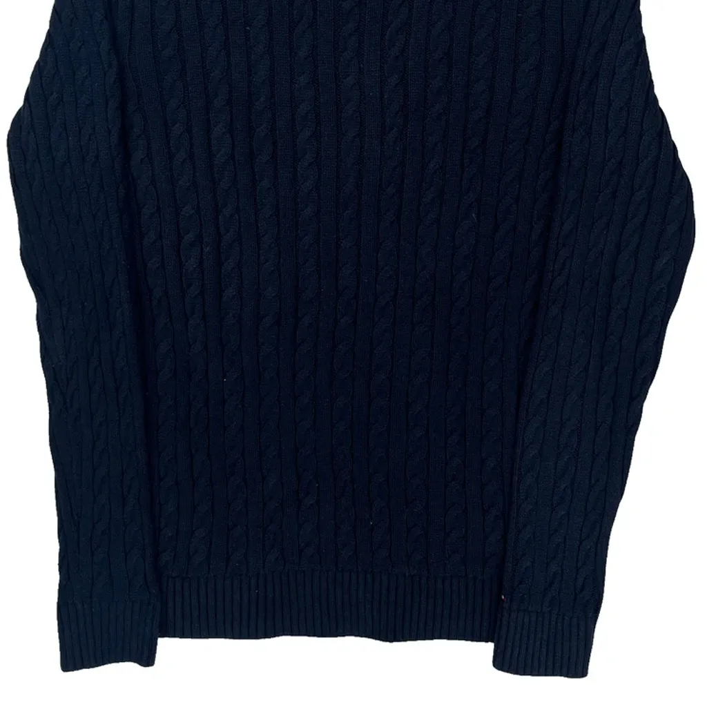Tommy Hilfiger Cable Knit Sweater - Large Navy Cotton - Image 4