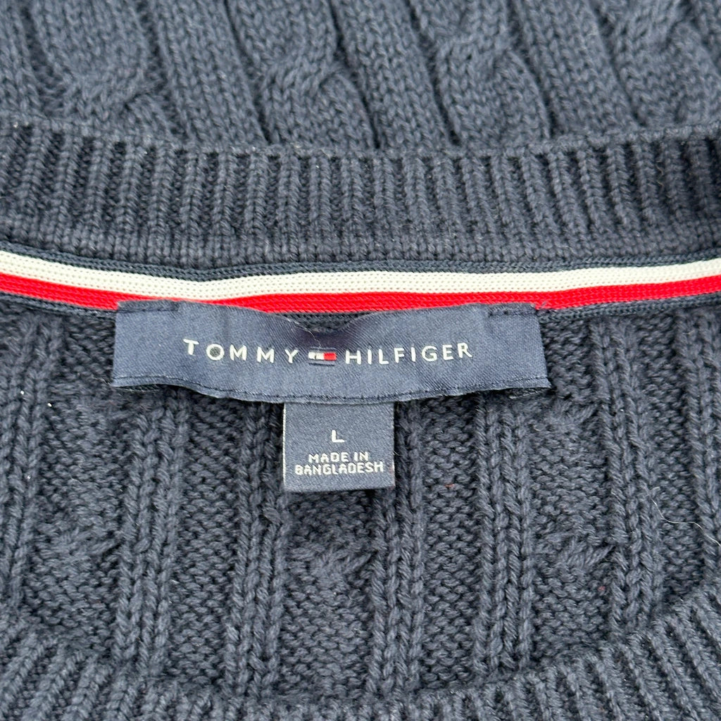 Tommy Hilfiger Striped Sweater - Large Navy Cotton - Image 3