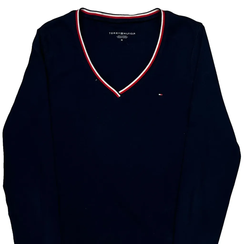 Tommy Hilfiger V-Neck Sweater - Medium Navy Cotton - Image 5