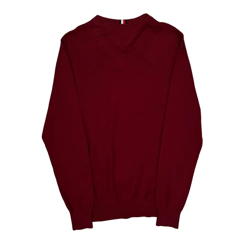 Tommy Hilfiger V-Neck Sweater - Medium Red Cotton - Image 2