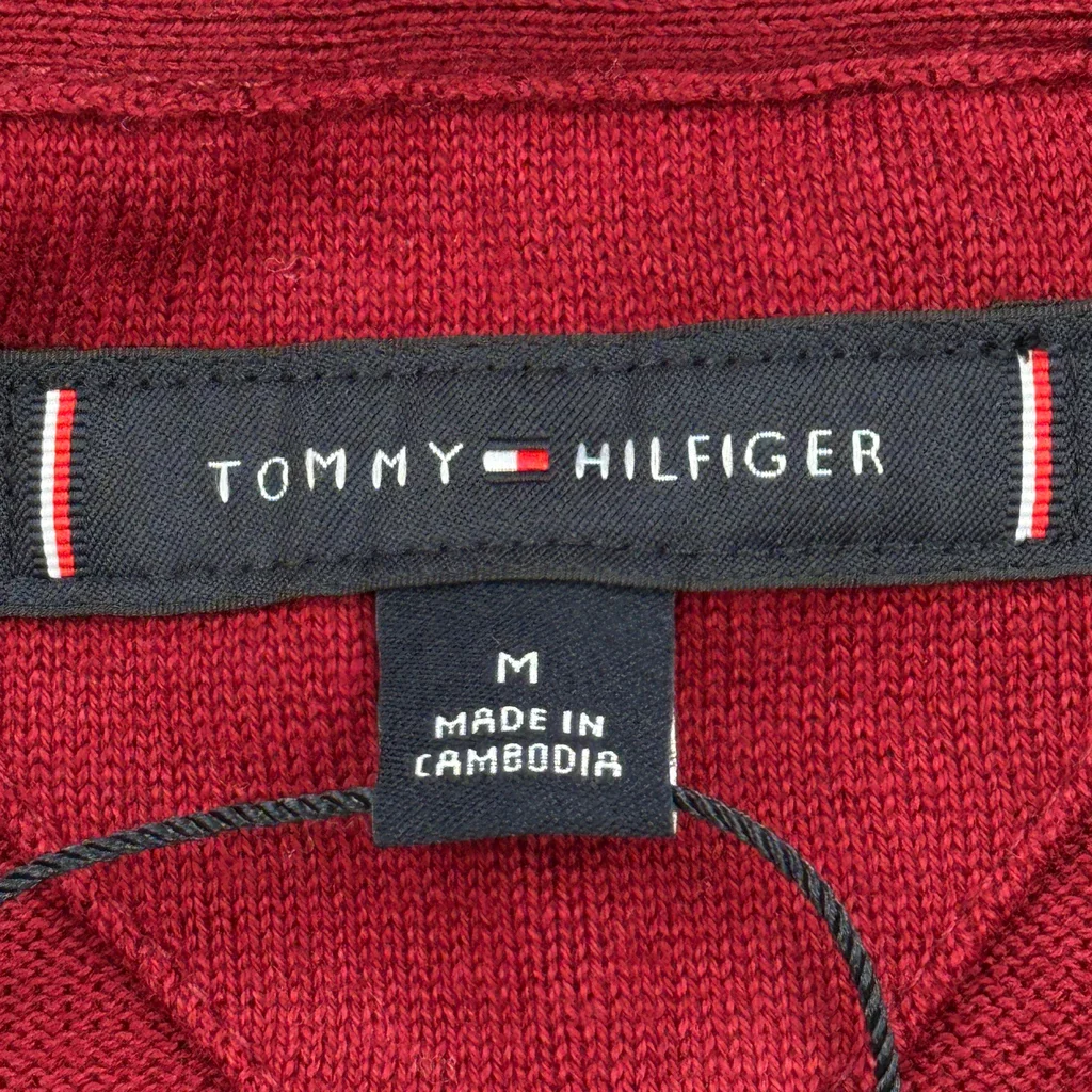 Tommy Hilfiger V-Neck Sweater - Medium Red Cotton - Image 3