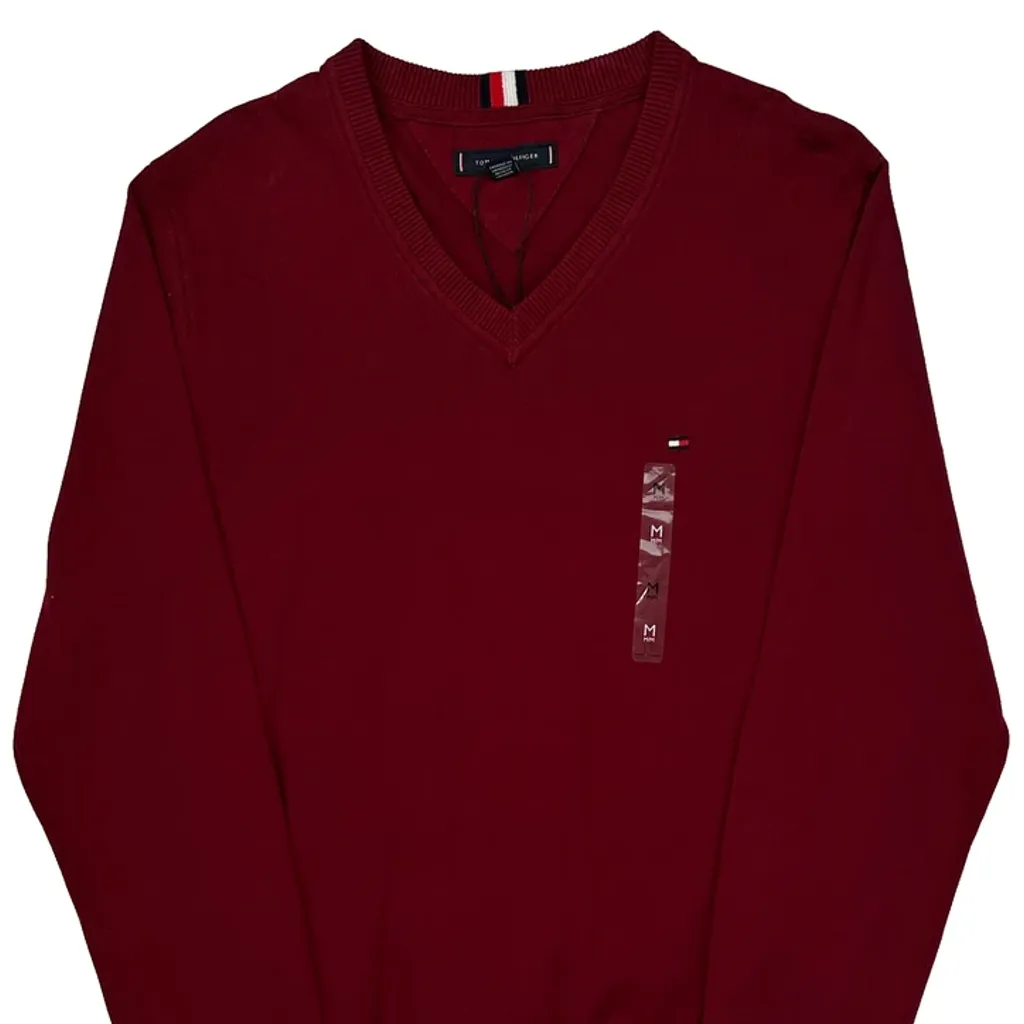 Tommy Hilfiger V-Neck Sweater - Medium Red Cotton - Image 5