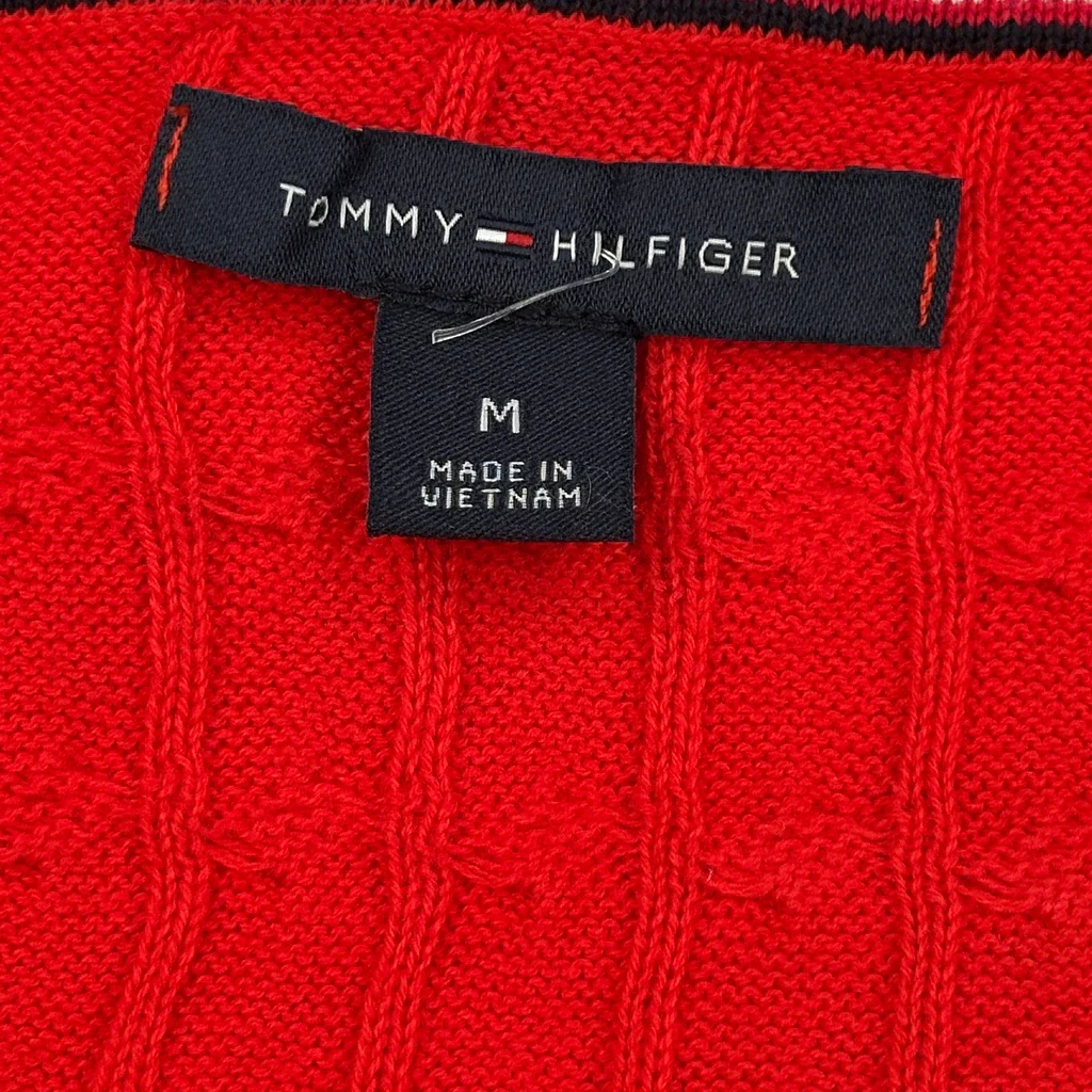 Tommy Hilfiger Cable Knit Sweater - Medium Red Cotton - Image 3