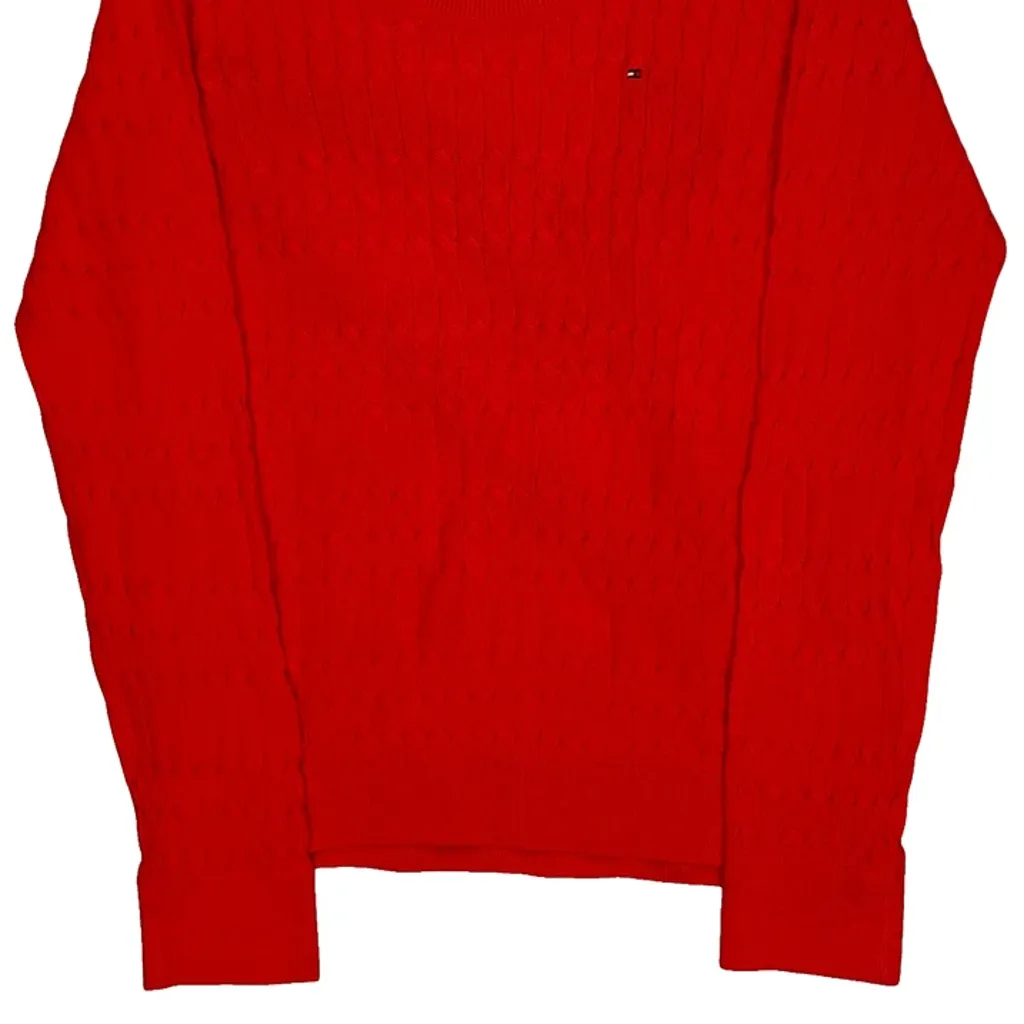Tommy Hilfiger Cable Knit Sweater - Medium Red Cotton - Image 4