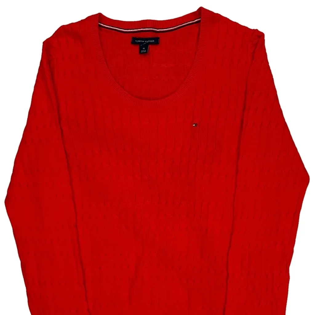 Tommy Hilfiger Cable Knit Sweater - Medium Red Cotton - Image 5