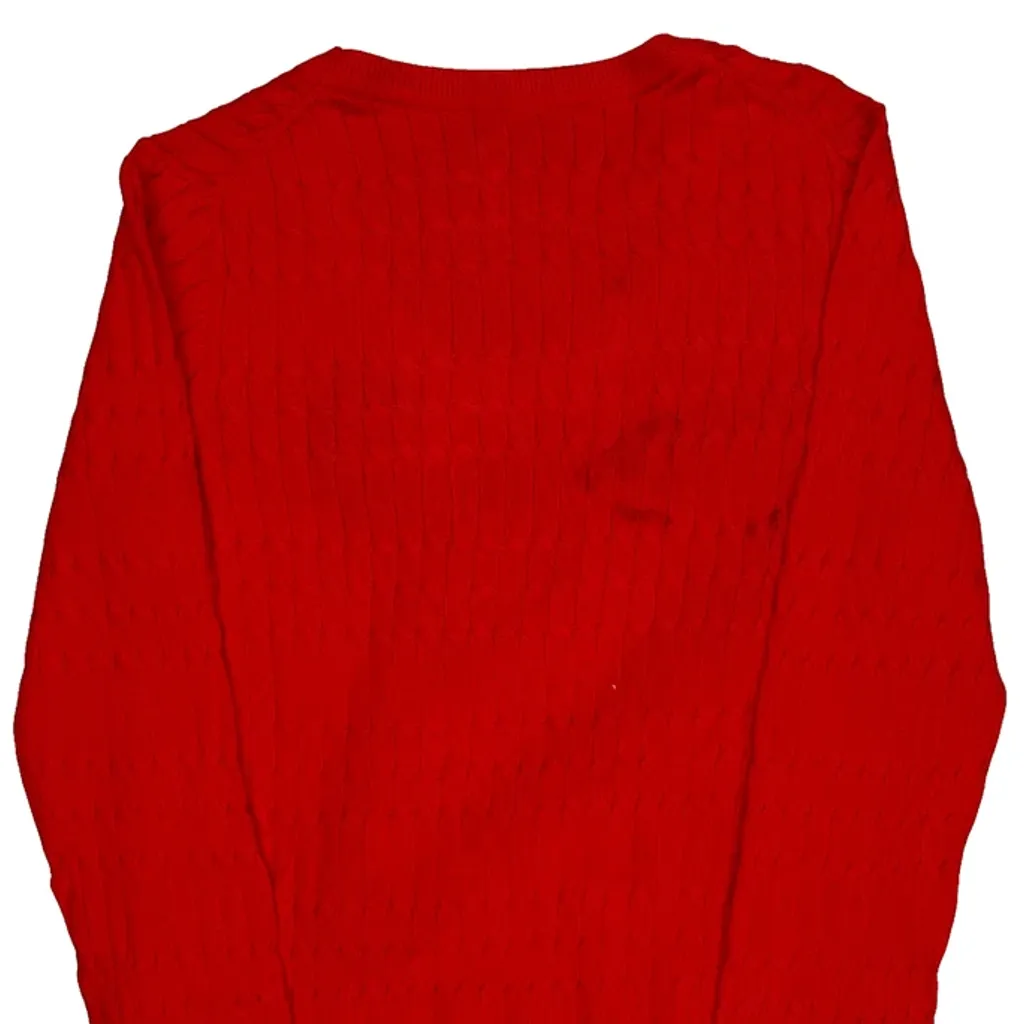 Tommy Hilfiger Cable Knit Sweater - Medium Red Cotton - Image 7