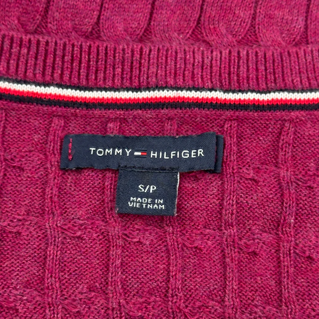 Tommy Hilfiger Cable Knit Sweater - Small Red Cotton - Image 3
