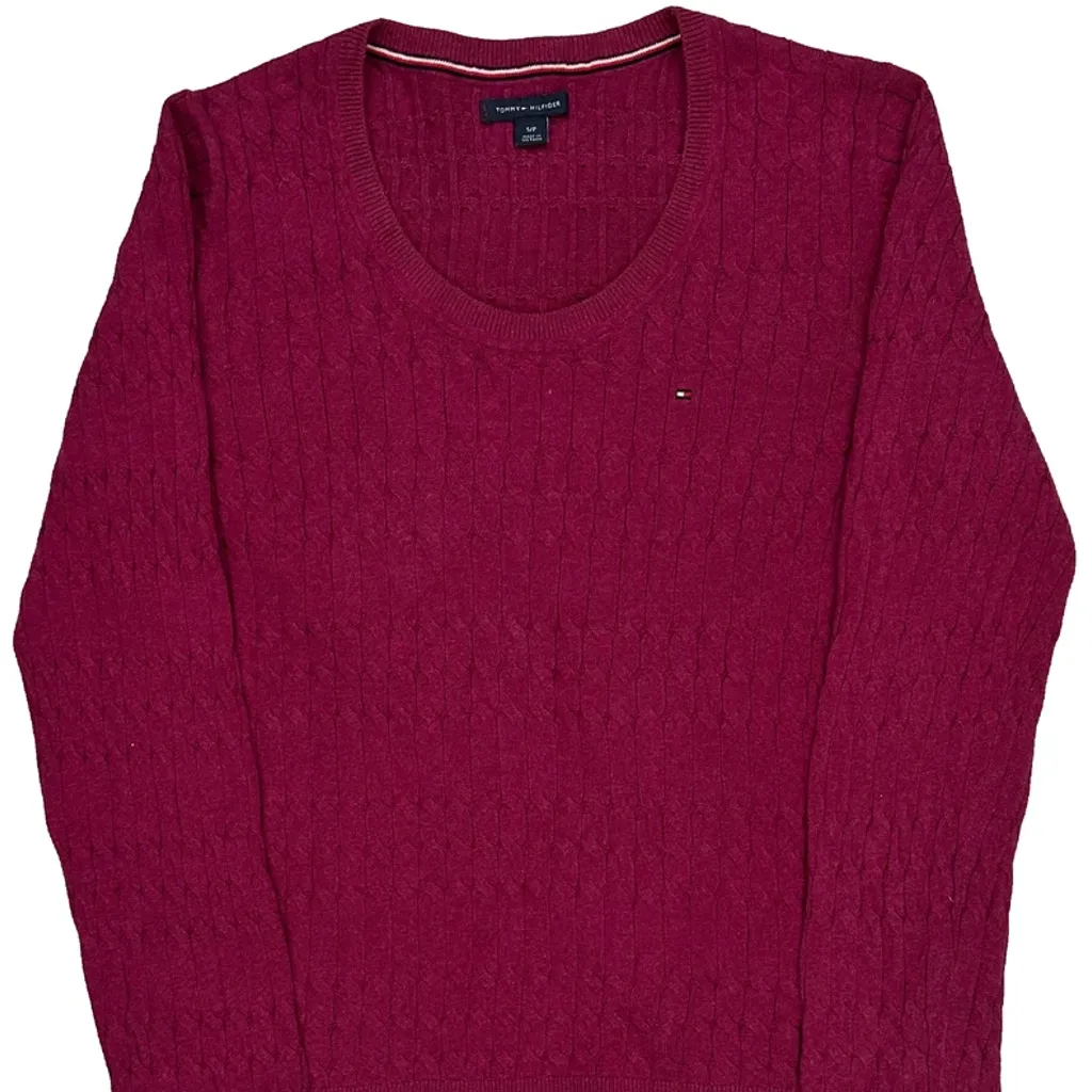 Tommy Hilfiger Cable Knit Sweater - Small Red Cotton - Image 4