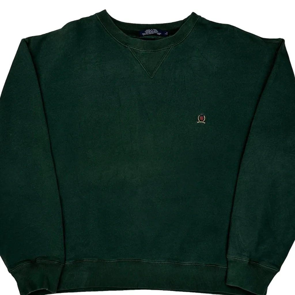 Tommy Hilfiger Sweatshirt - Large Green Cotton Blend - Image 4