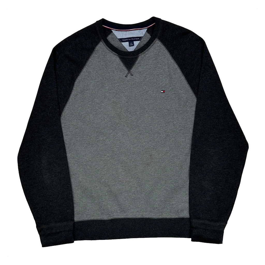 Tommy Hilfiger Raglan Sweatshirt - Large Grey Cotton