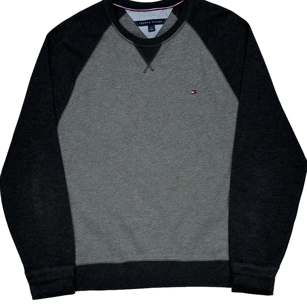 Tommy Hilfiger Raglan Sweatshirt - Large Grey Cotton - Image 4