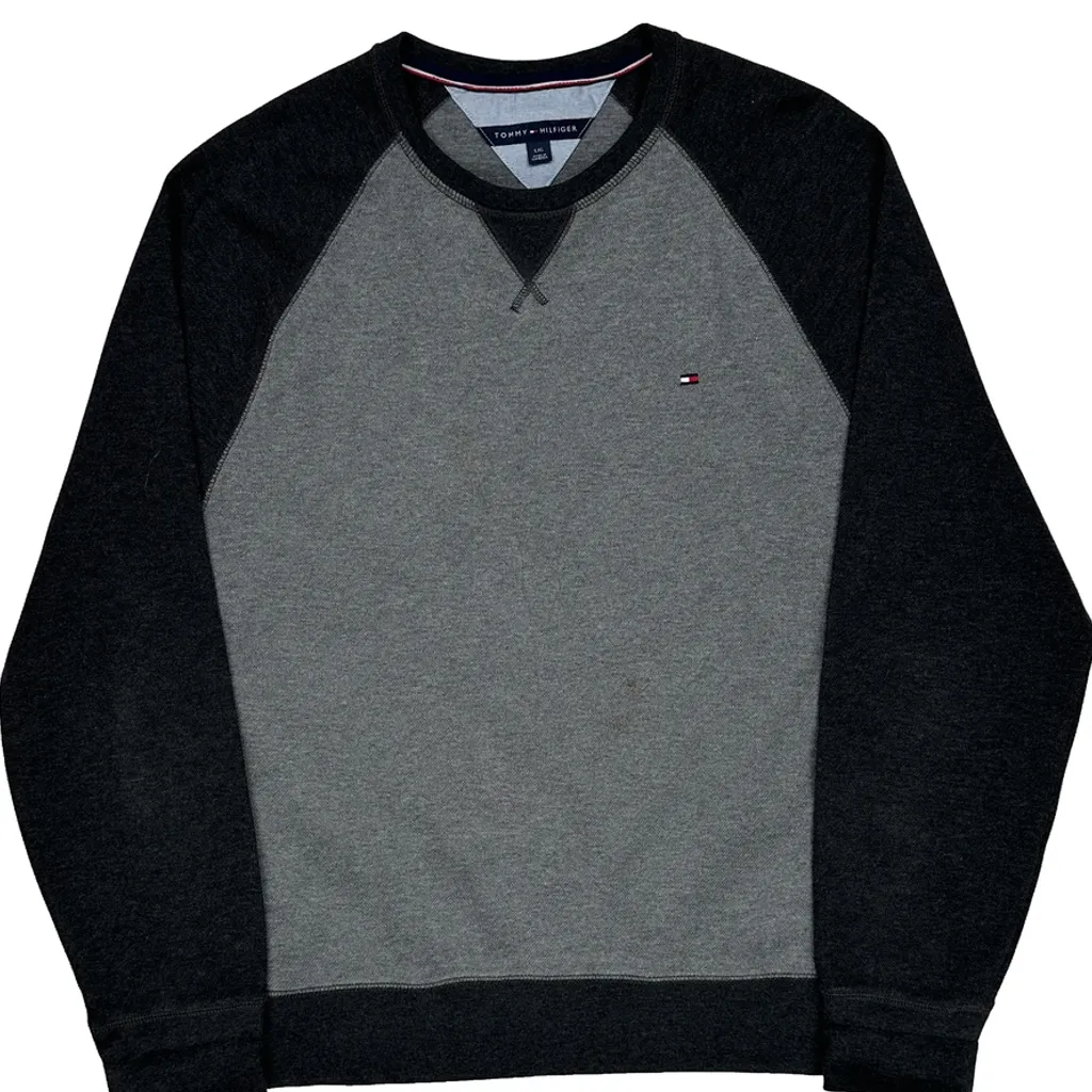 Tommy Hilfiger Raglan Sweatshirt - Large Grey Cotton - Image 5