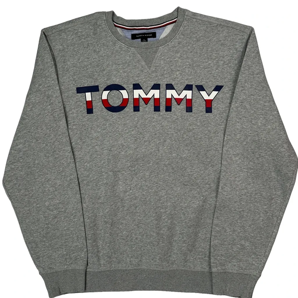 Tommy Hilfiger Spellout Sweatshirt - XL Grey Cotton - Image 5