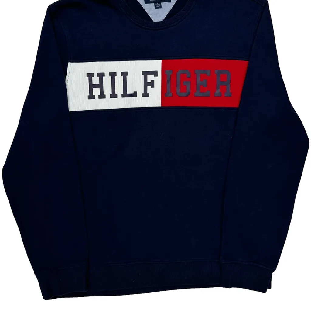 Tommy Hilfiger Spellout Sweatshirt - XL Navy Cotton - Image 5
