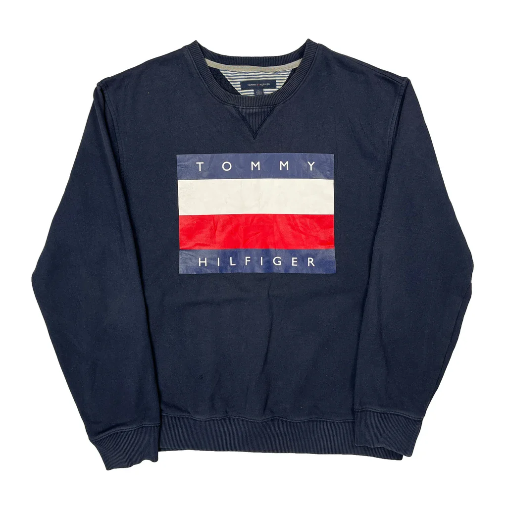 Tommy Hilfiger Graphic Sweatshirt - XL Navy Cotton
