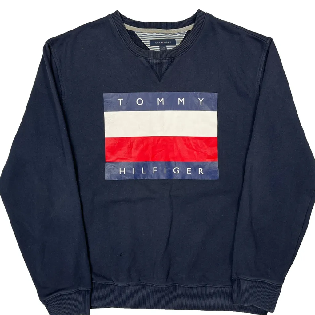 Tommy Hilfiger Graphic Sweatshirt - XL Navy Cotton - Image 4