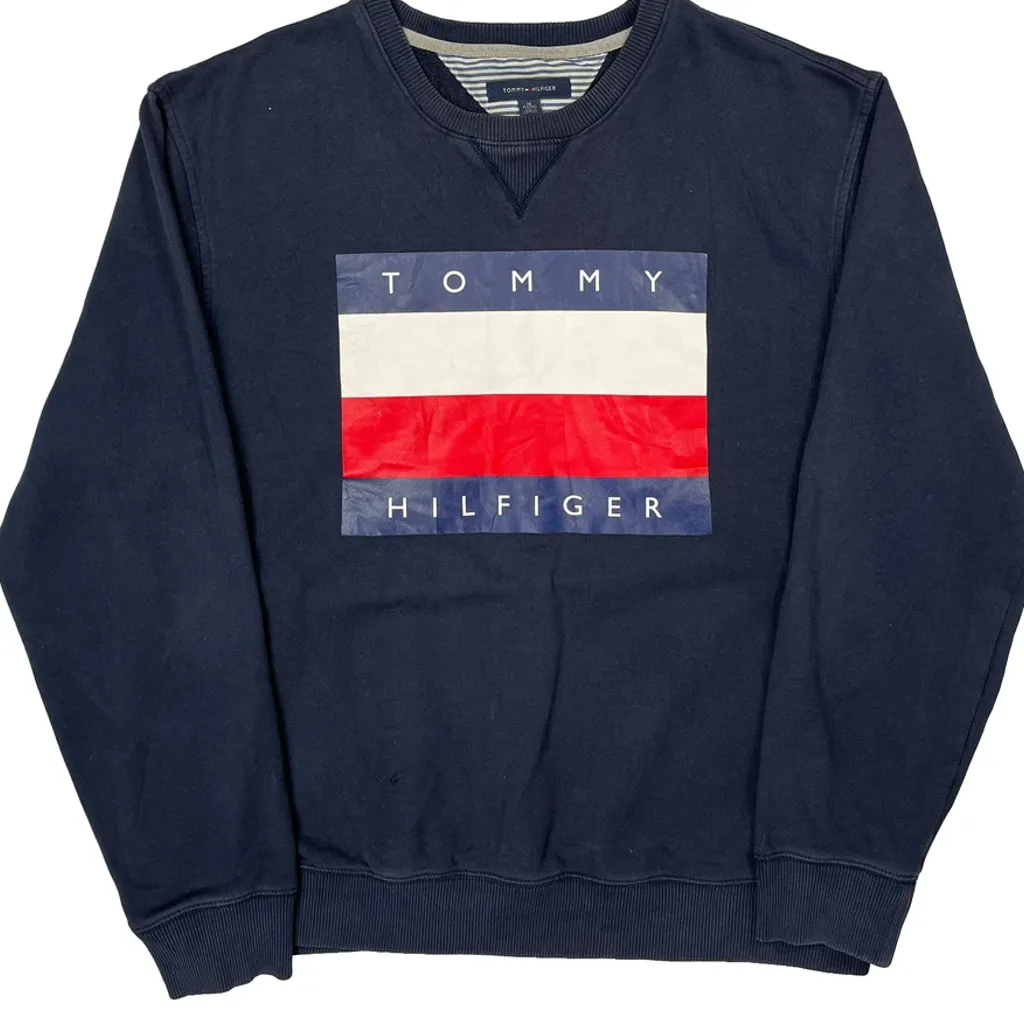 Tommy Hilfiger Graphic Sweatshirt - XL Navy Cotton - Image 5