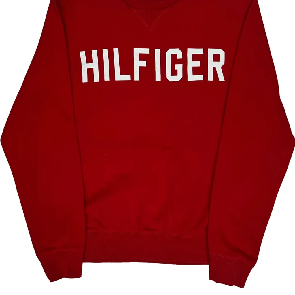 Tommy Hilfiger Spellout Sweatshirt - Medium Red Cotton - Image 4