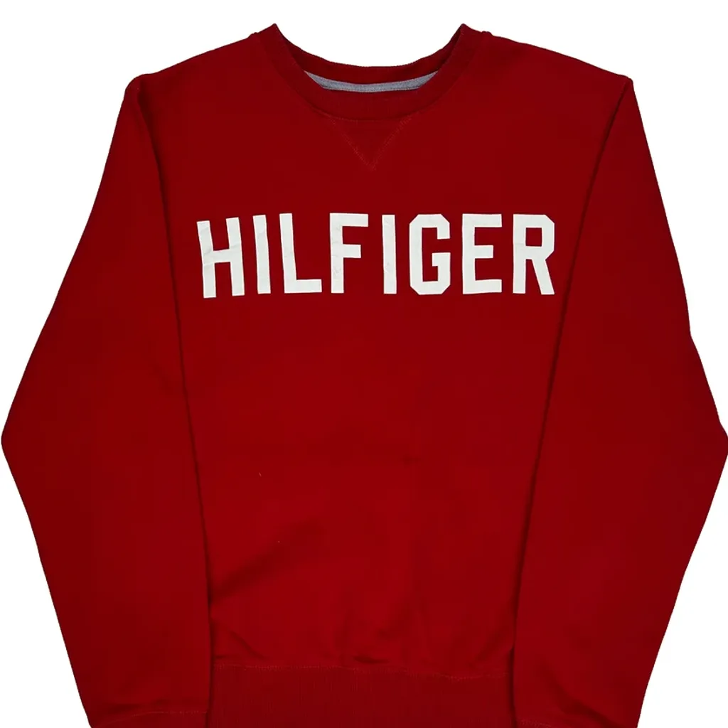 Tommy Hilfiger Spellout Sweatshirt - Medium Red Cotton - Image 5