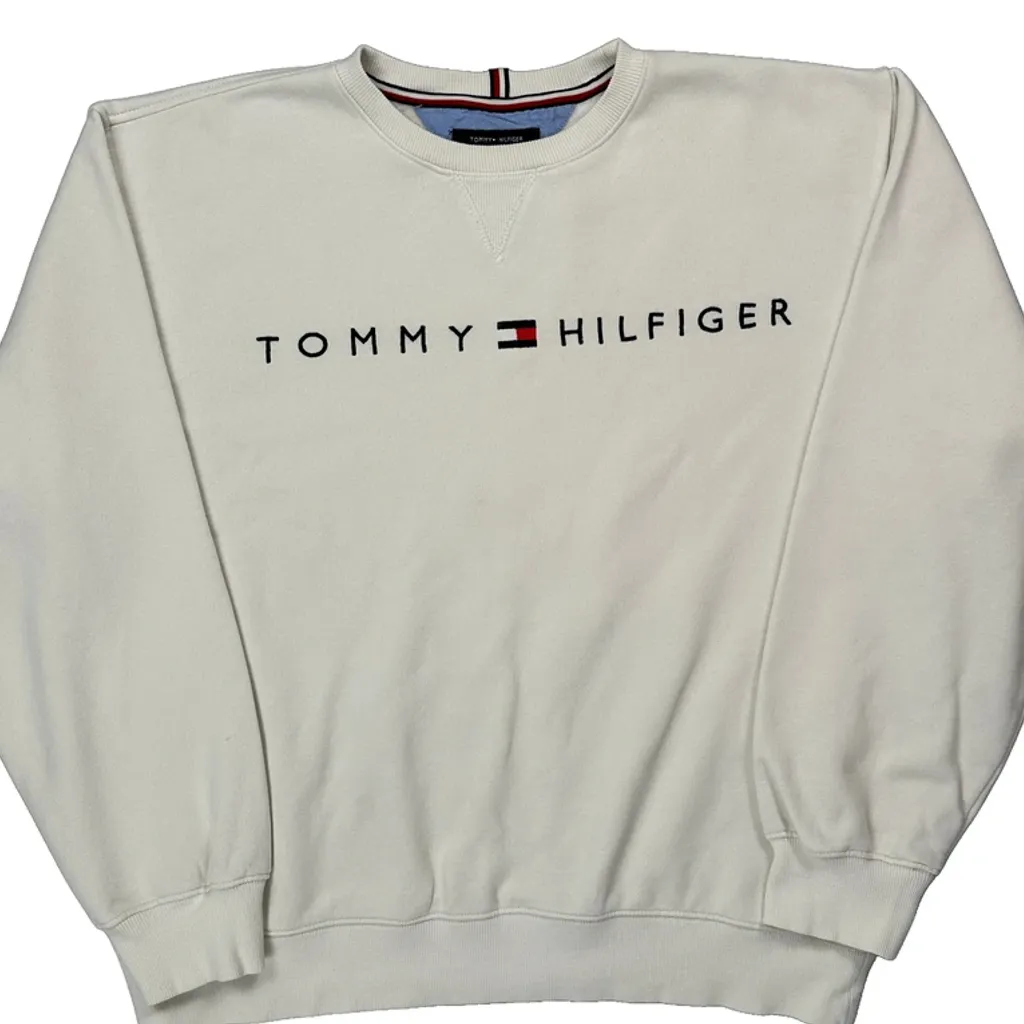 Tommy Hilfiger Spellout Sweatshirt - XL White Cotton - Image 5