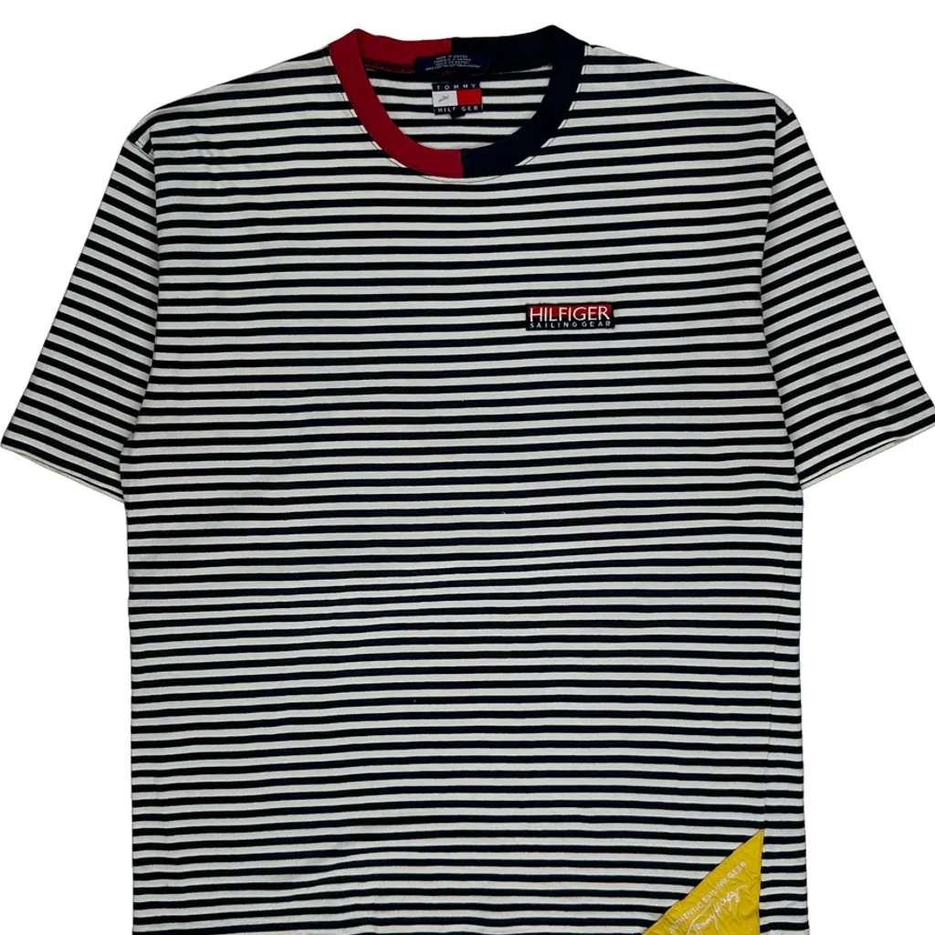 Tommy Hilfiger Striped T-Shirt - XL Black & White Cotton - Image 4