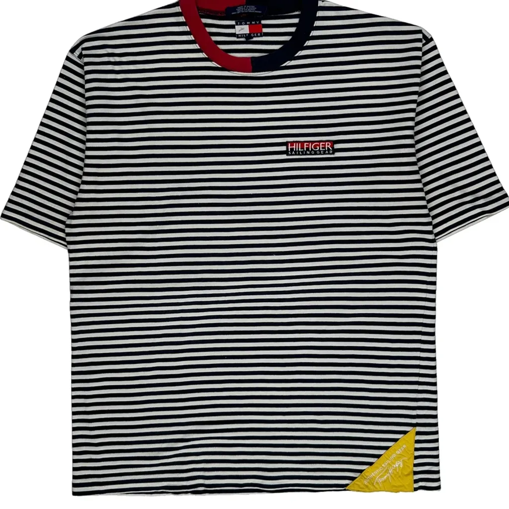 Tommy Hilfiger Striped T-Shirt - XL Black & White Cotton - Image 5