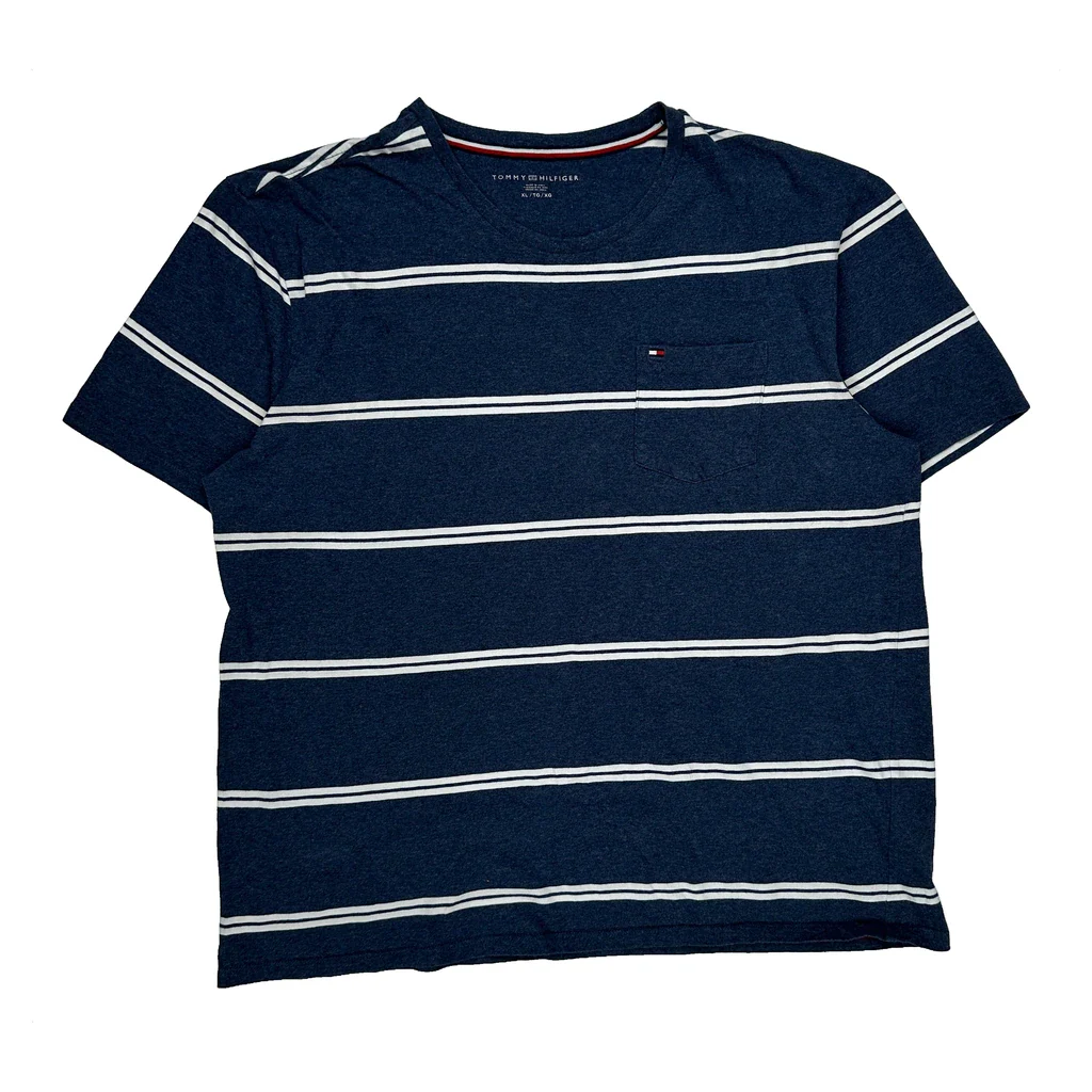 Tommy Hilfiger Striped T-Shirt - XL Blue Cotton