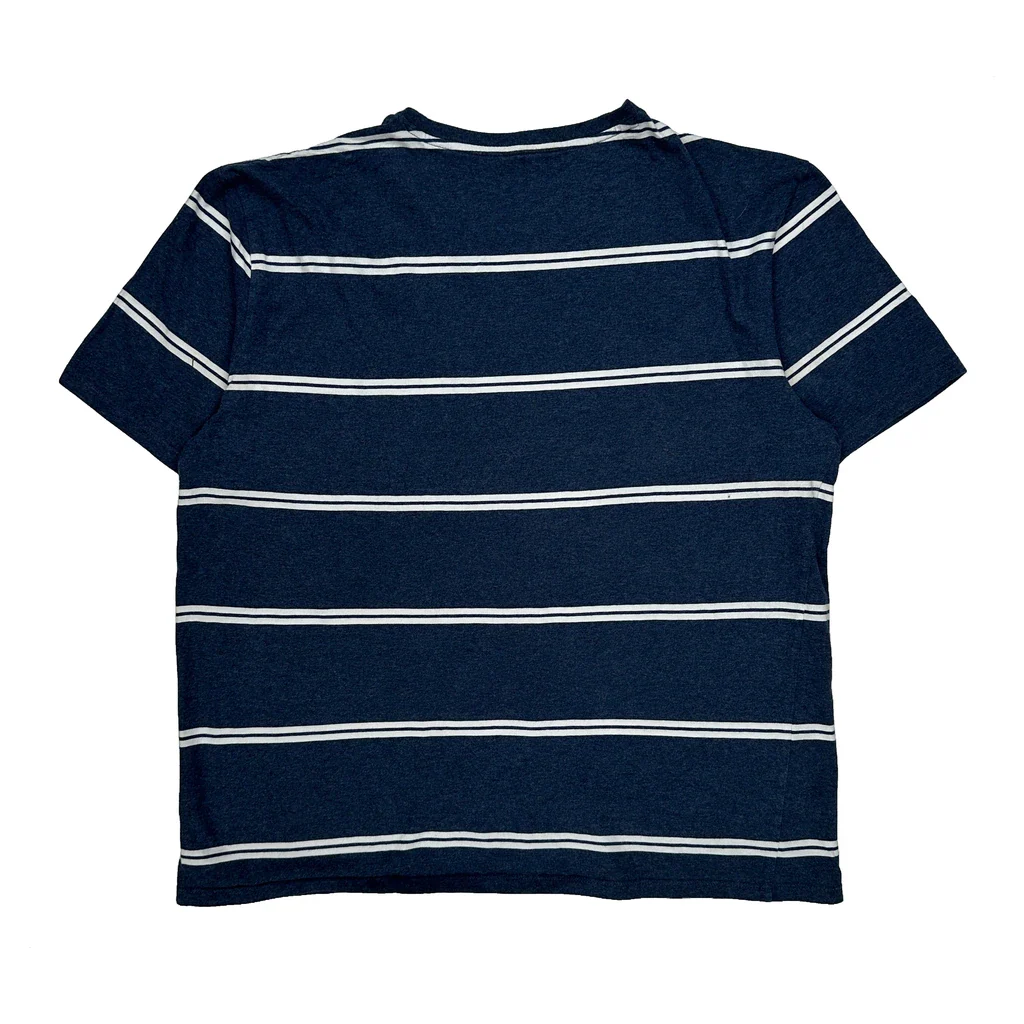 Tommy Hilfiger Striped T-Shirt - XL Blue Cotton - Image 2