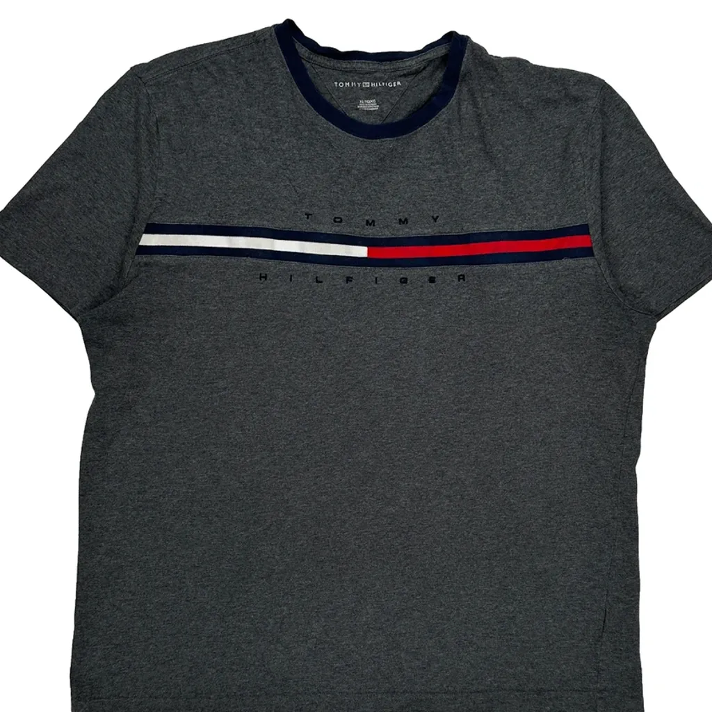 Tommy Hilfiger Striped T-Shirt - XL Grey Cotton - Image 4