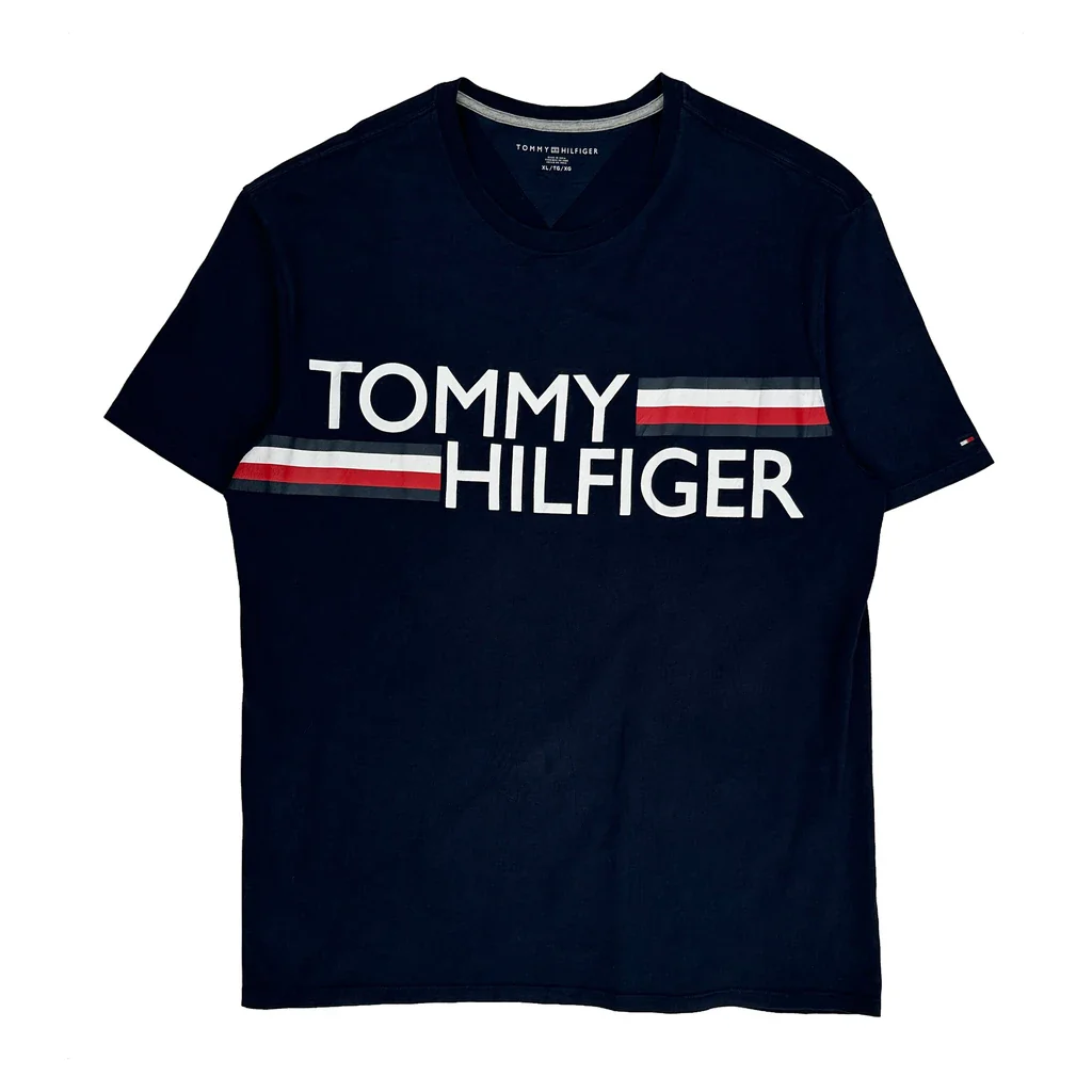 Tommy Hilfiger Spellout T-Shirt - XL Navy Cotton - Image 2